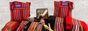 metis themed items, such as mugs, sashes, and shawls
